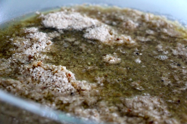 matzo meal with water and spices