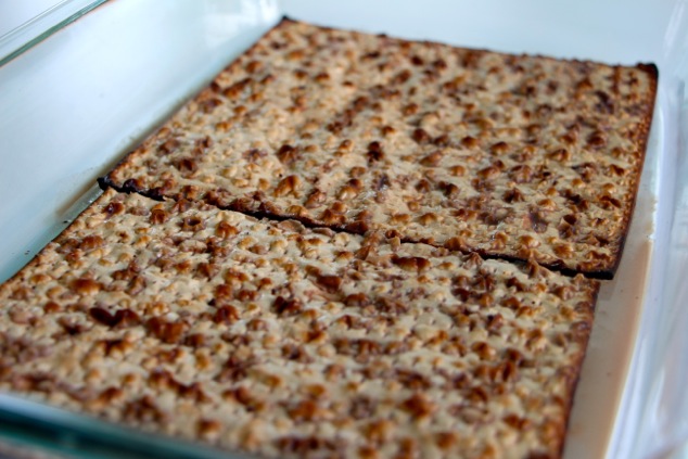 Tiramisu matzah cake first layer