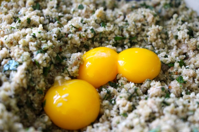 adding egg yolks to mixture