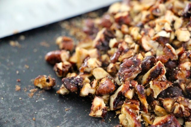 chopped pecans up close