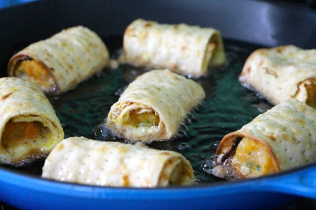 frying matzah eggrolls