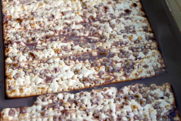 matzahs in cocoa mixture