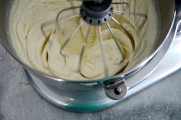 mixing cream in mixer