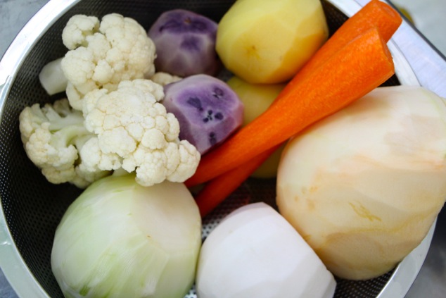 root vegetables peeled and washed