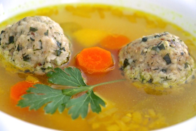 served matzo balls soup u close