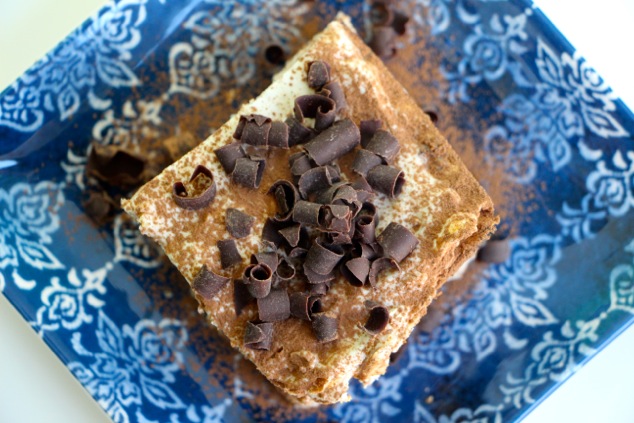 tiramisu matzah cake from above