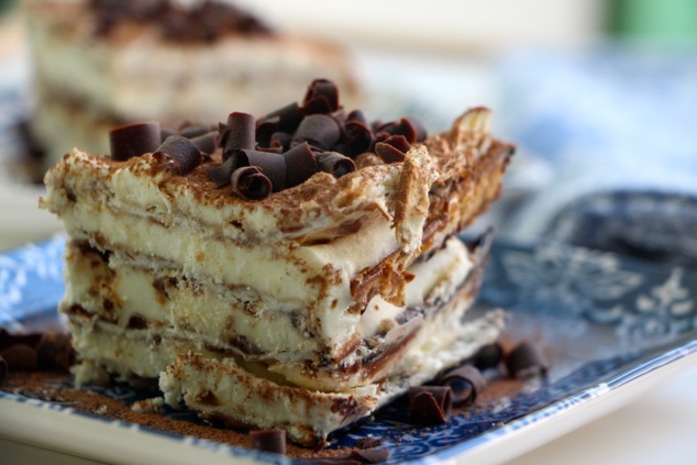 tiramisu matzah cake with background