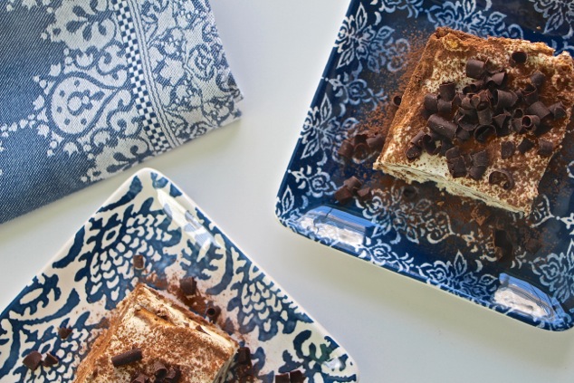 tiramisu matzah cakes on table