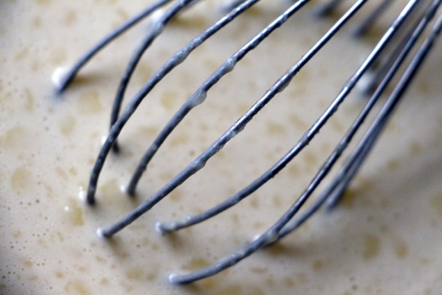 whisking crepe batter up close