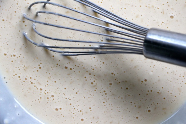 whisking crepe batter