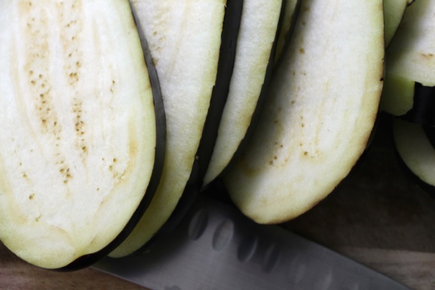 eggplant slices up close