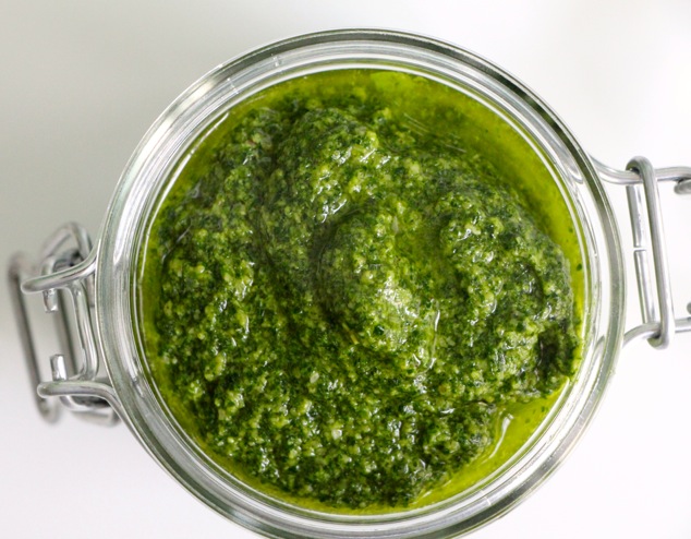 pesto in a jar from above