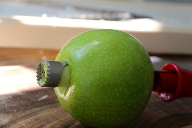 coring green apple