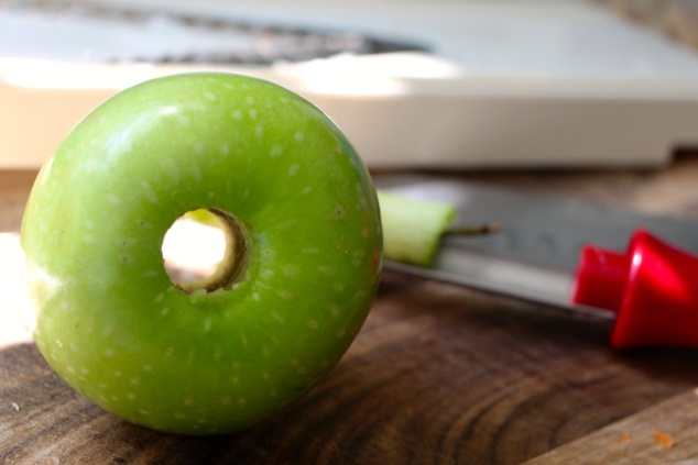 green apple cored