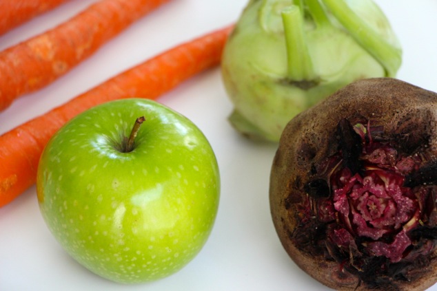 root veggies and green apple
