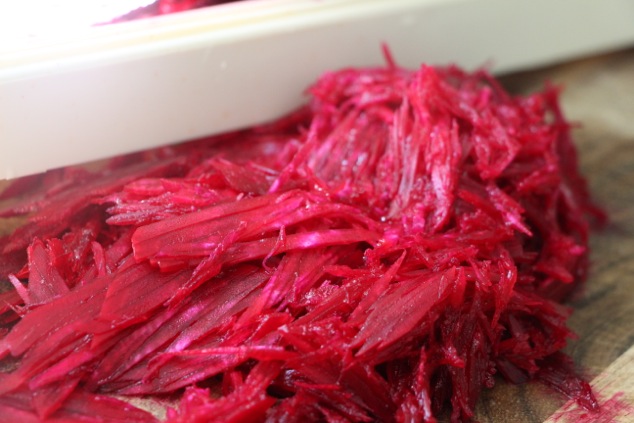thinly sliced beets