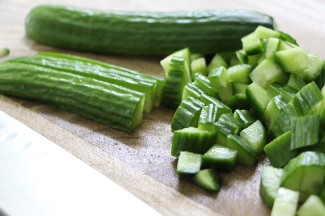 chopping cucumber close up