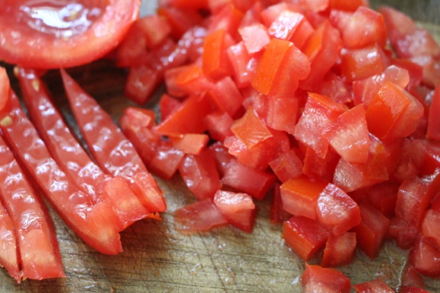 chopping tomatoes