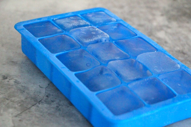 blue ice cube tray