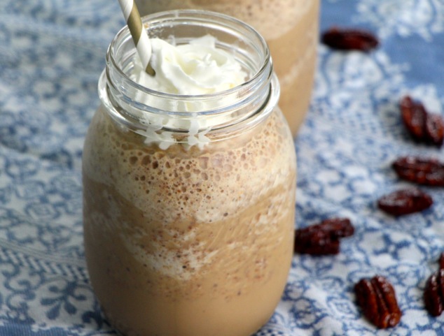 coffee pecan granita served close up