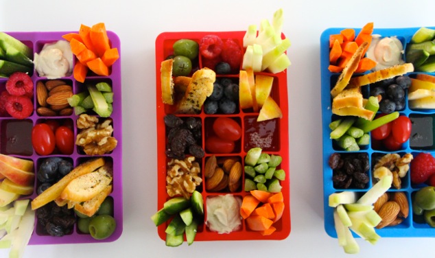 colorful ice cube snack trays from above