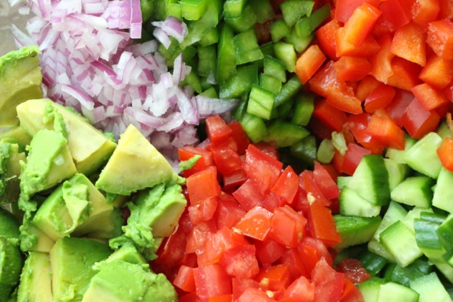 cut up vegetables