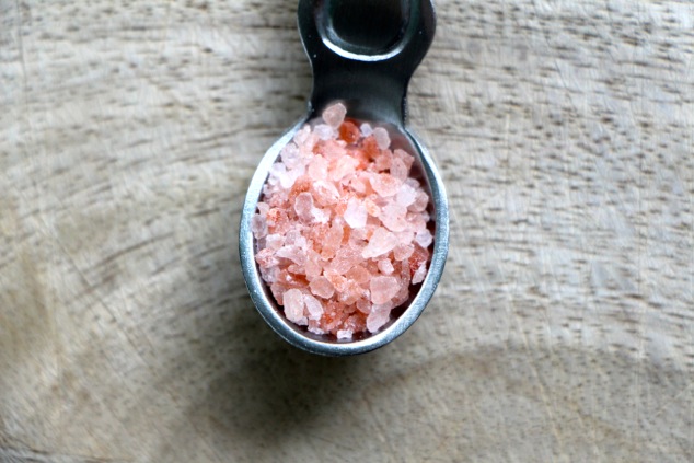 pink coarse salt close up