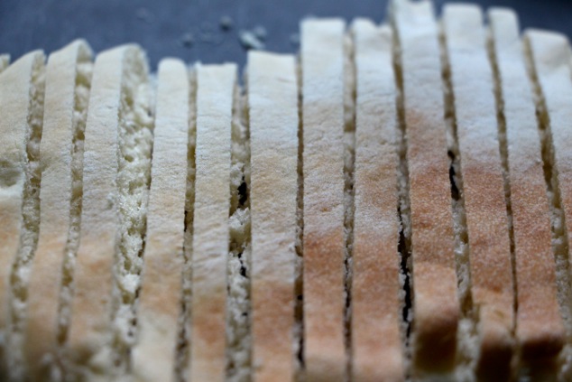 pita cut into sticks up close