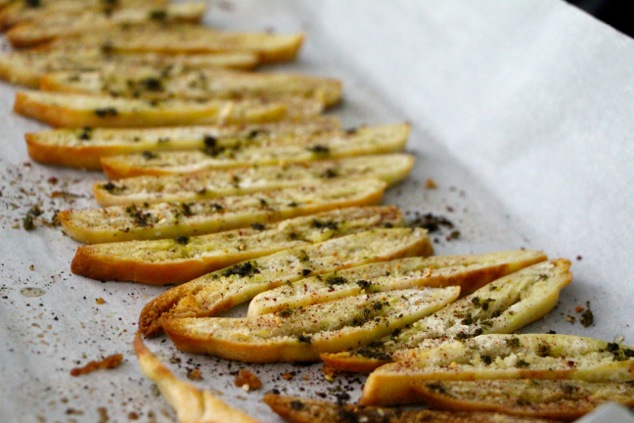 pita sticks out of the oven