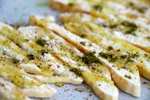 pita sticks with spices up close