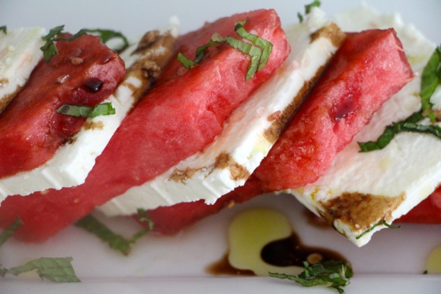 watermelon feta served close up