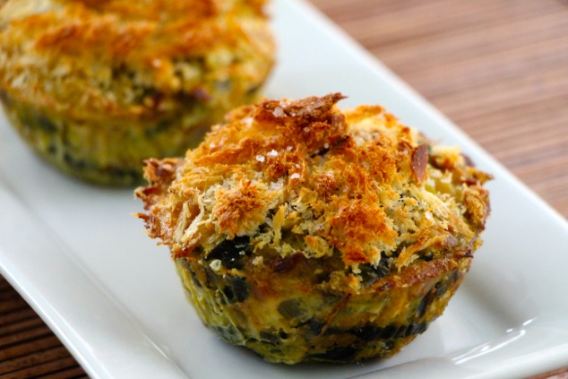 Leek quiches on serving dish