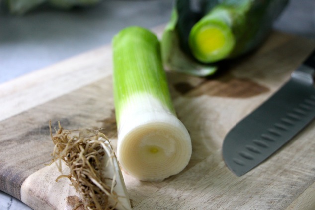 cutting leeks