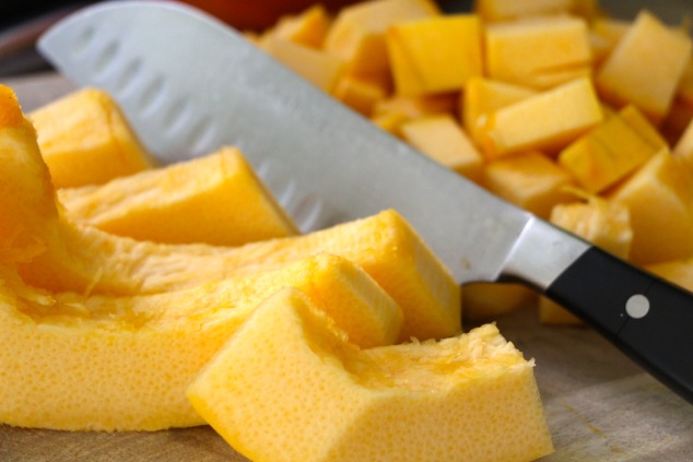 cutting pumpkin