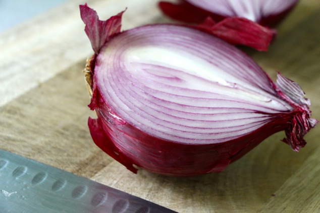 half purple onion