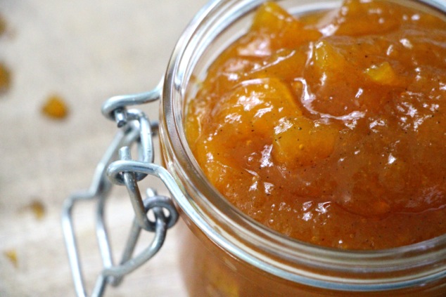 pumpkin jam in jar up close