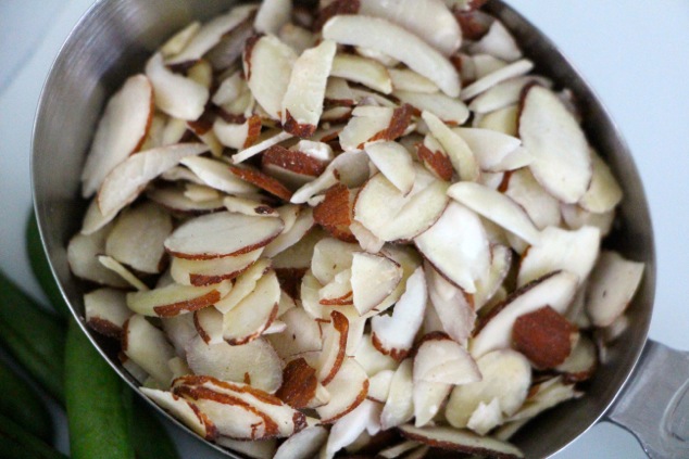 sliced almonds up close