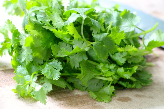 cilantro on cutting board