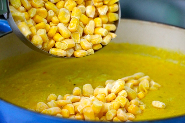 adding-frozen-corn-to-blended-soup