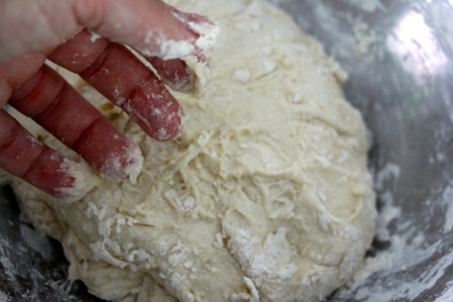 kneading sticky dough