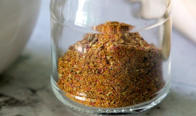 Tabil Tunisian dry spice mix in a jar up close