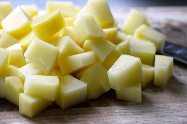 cutting potatoes