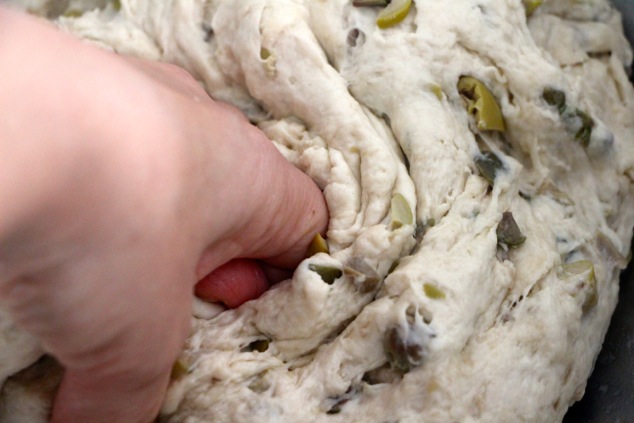 kneading the challah dough