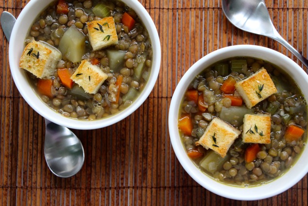 two bowls of lentil soup