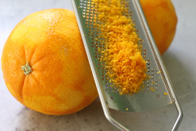 zesting orange up close