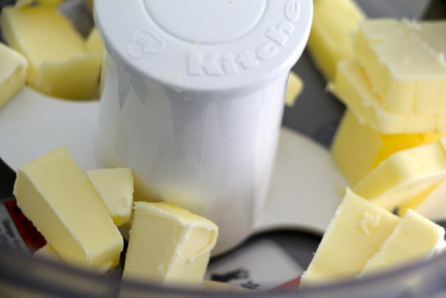 butter cubes in a food processor