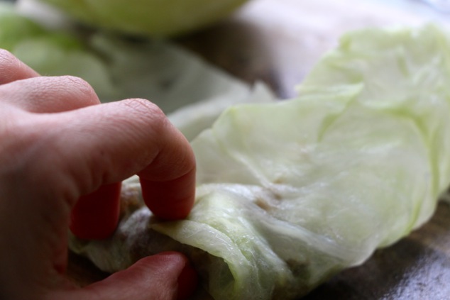 folding the cabbage leaf sides