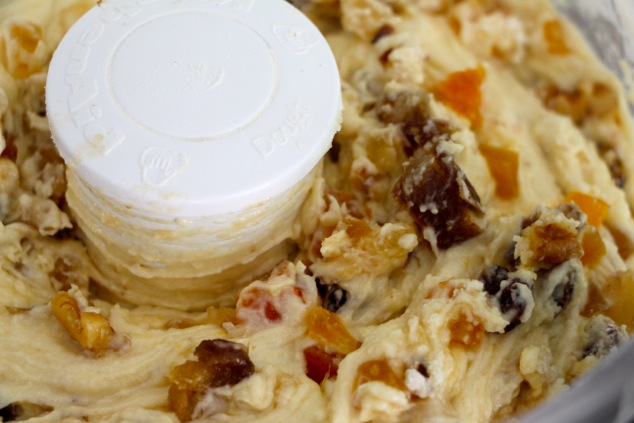 mixture with chopped dried fruits and walnuts