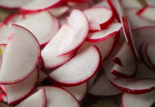 sliced radishes up close