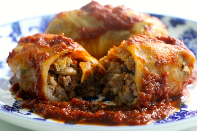stuffed cabbage served